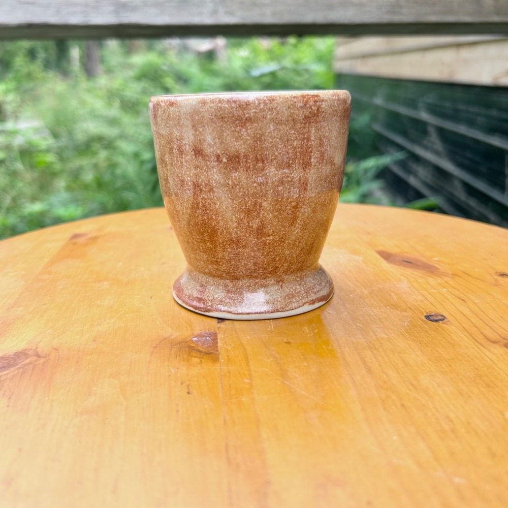Vintage Studio Pottery Espresso Mug Small Brown Terracotta Heart Mark 3.5 Inch